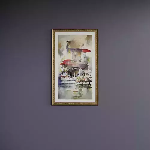 Framed Watercolor Painting 6 Low-poly 3D model