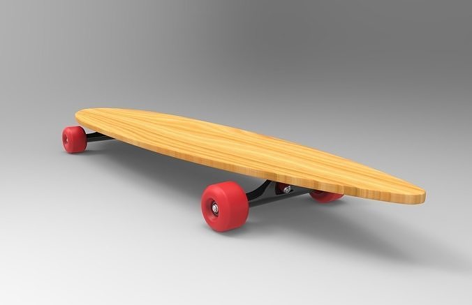 Longboard wooden skateboard with wheels Free 3D model