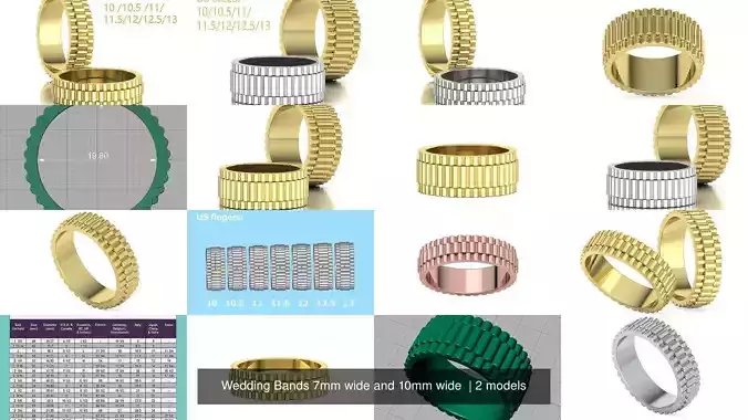 Wedding Bands 7mm wide and 10mm wide 