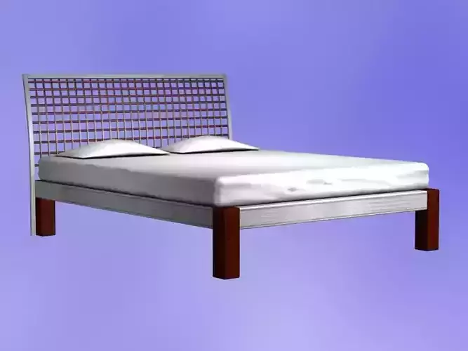 Bed Model with metal frame and wooden legs