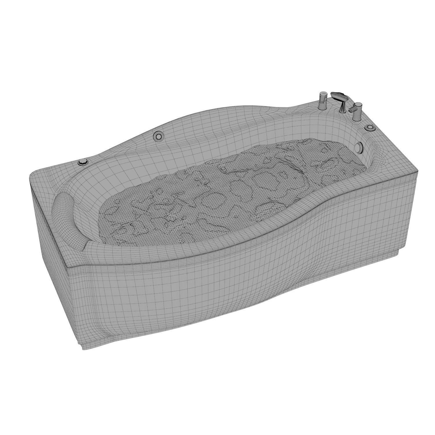Modern Waterfall Bathtub  Set 648 3D model_3