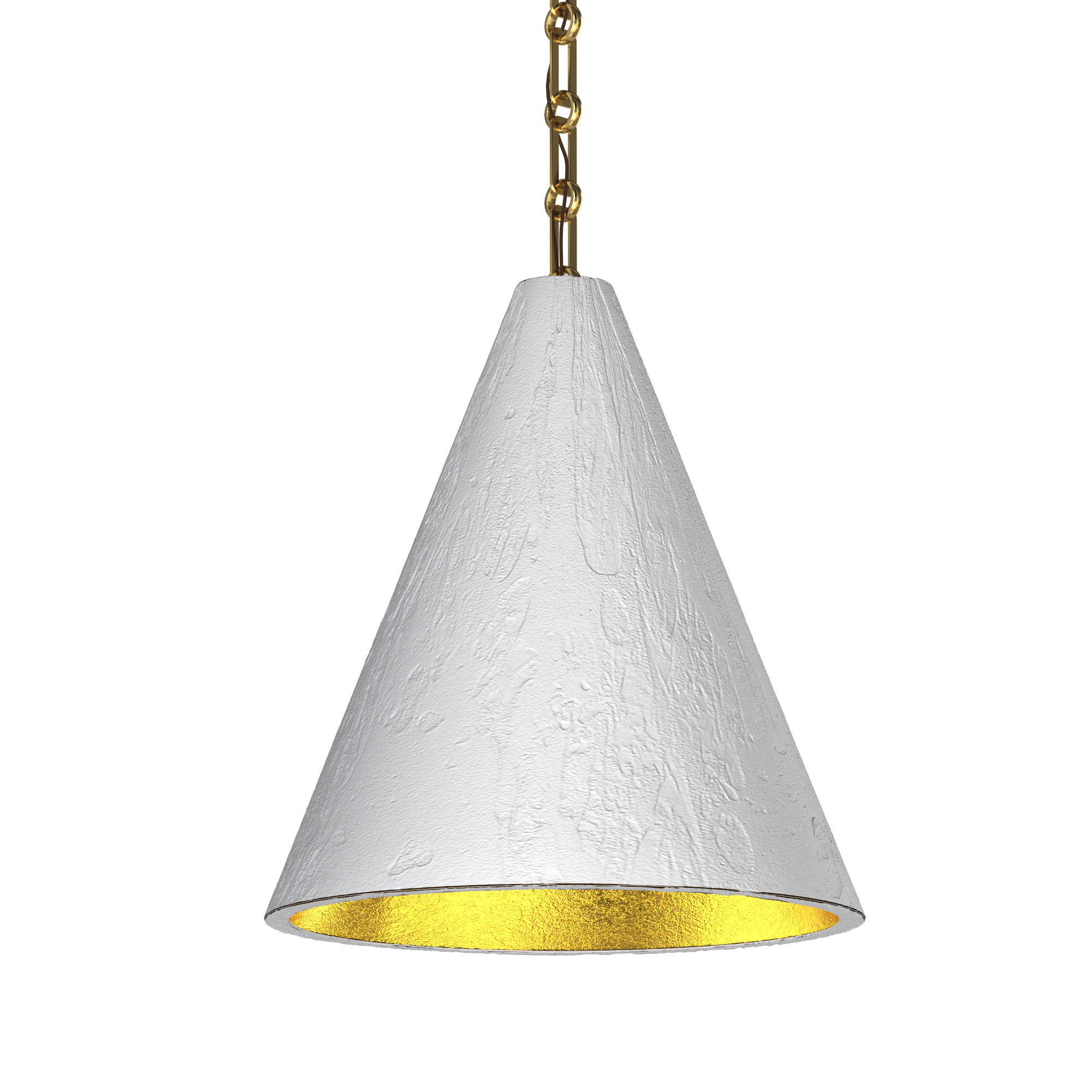 GILDED PLASTER CONE HANGING LIGHT 3D model_1