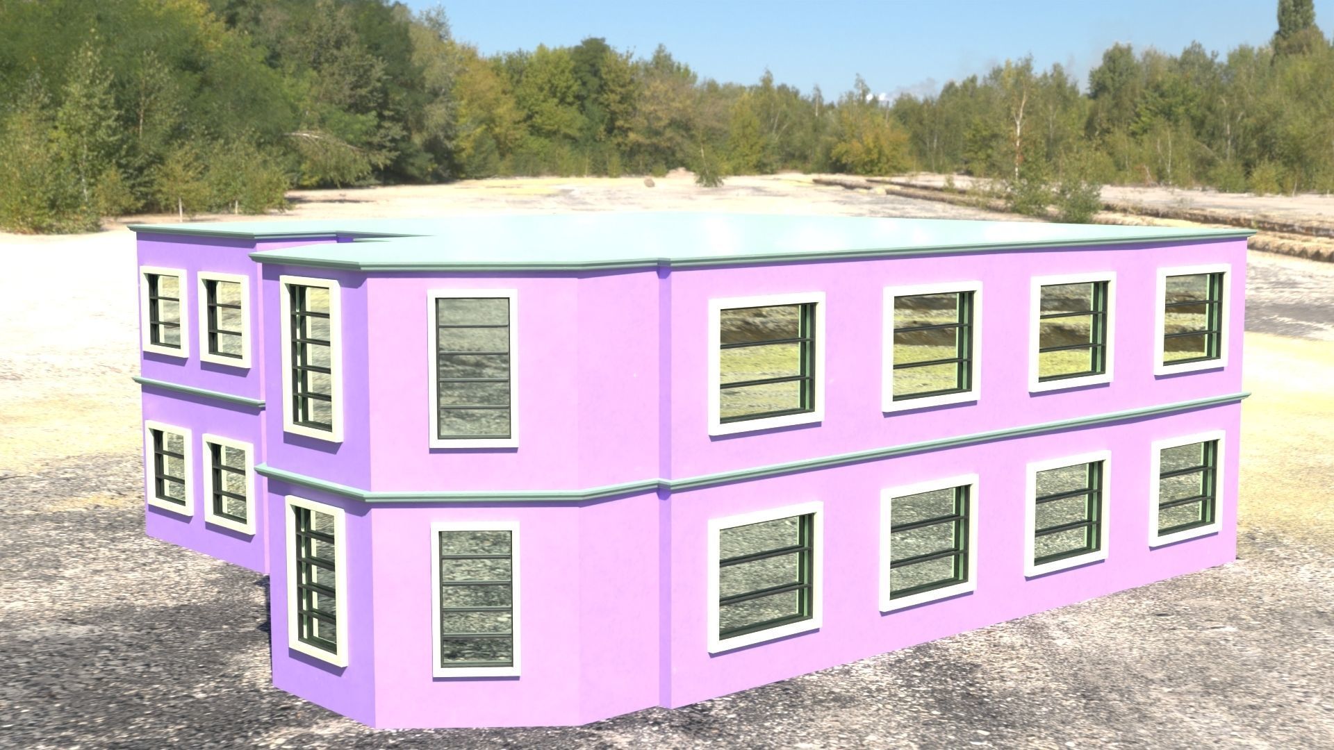 Building 3D model house with windows and balconies Low-poly 3D model_19