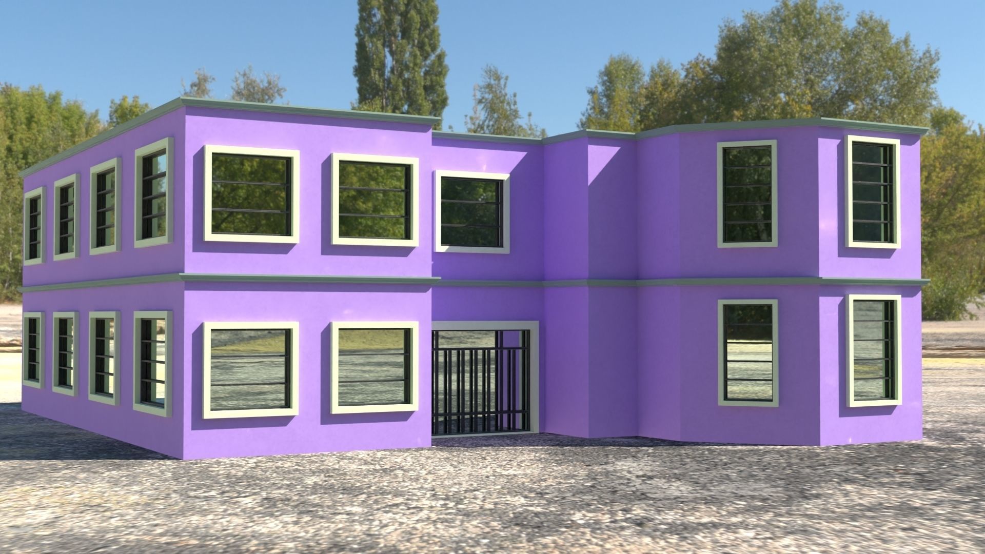Building 3D model house with windows and balconies Low-poly 3D model_20