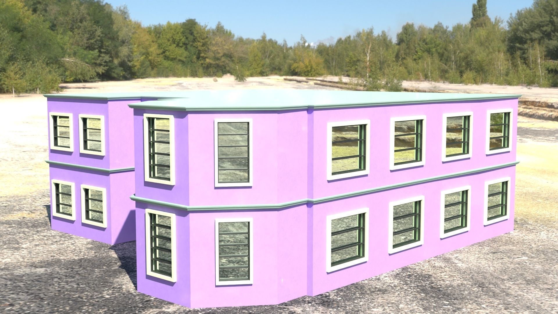 Building 3D model house with windows and balconies Low-poly 3D model_16