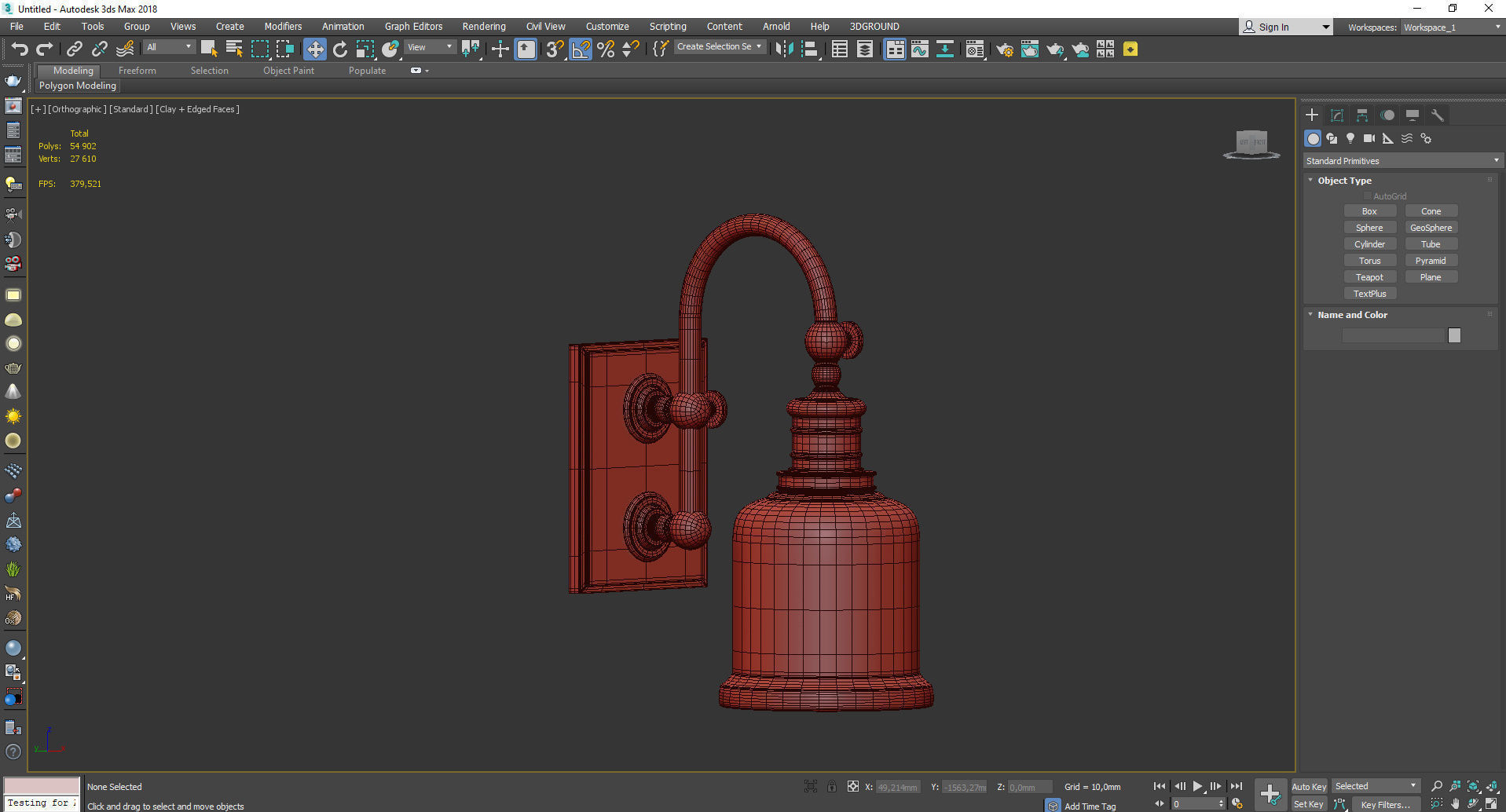 Keswick 1 Light Wall Sconce Low-poly 3D model_4