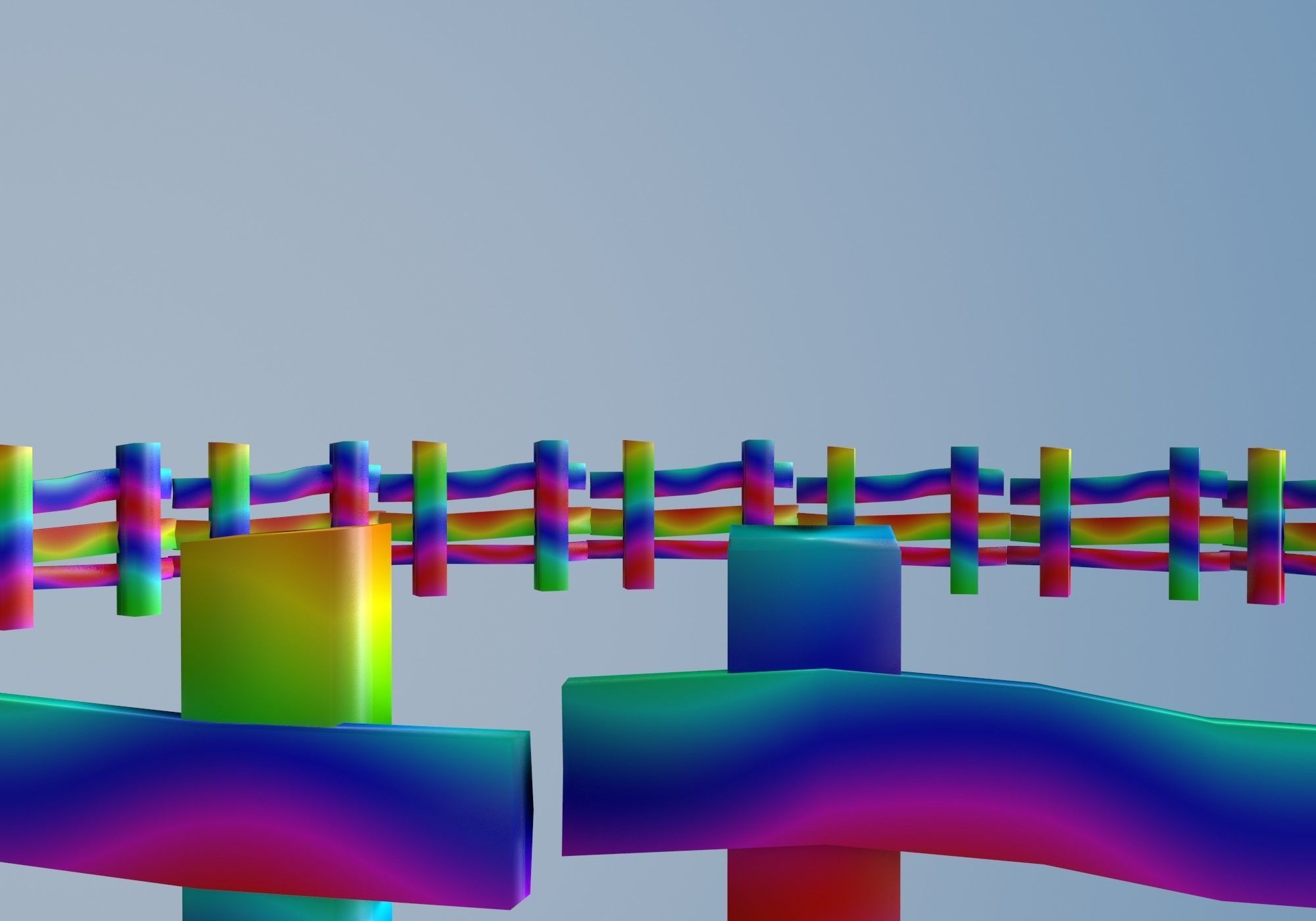 colorful round fence Low-poly 3D model_4