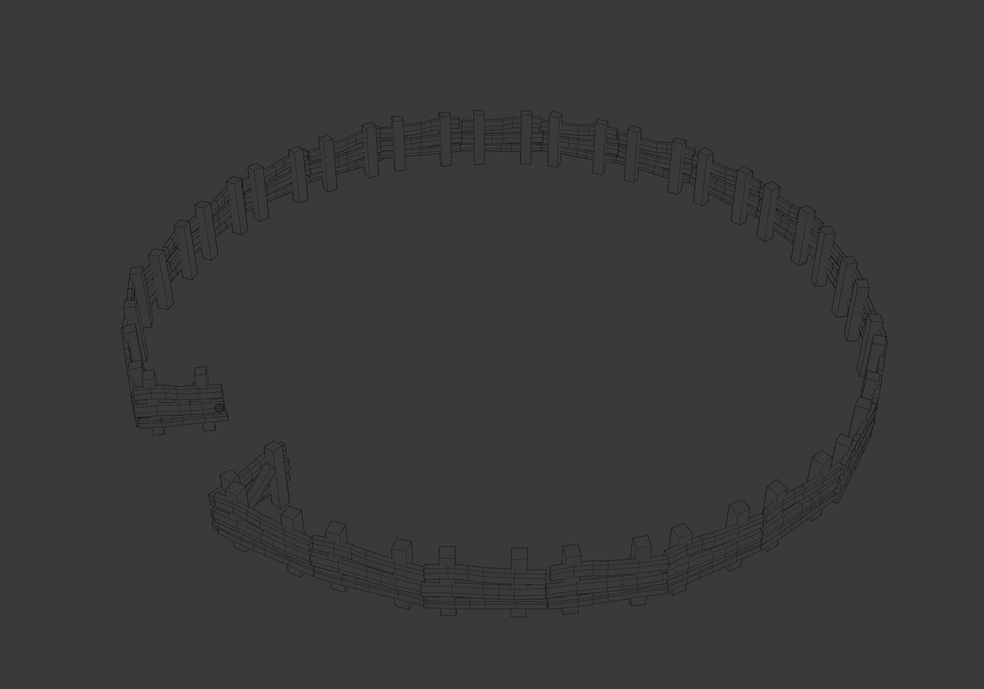 colorful round fence Low-poly 3D model_9