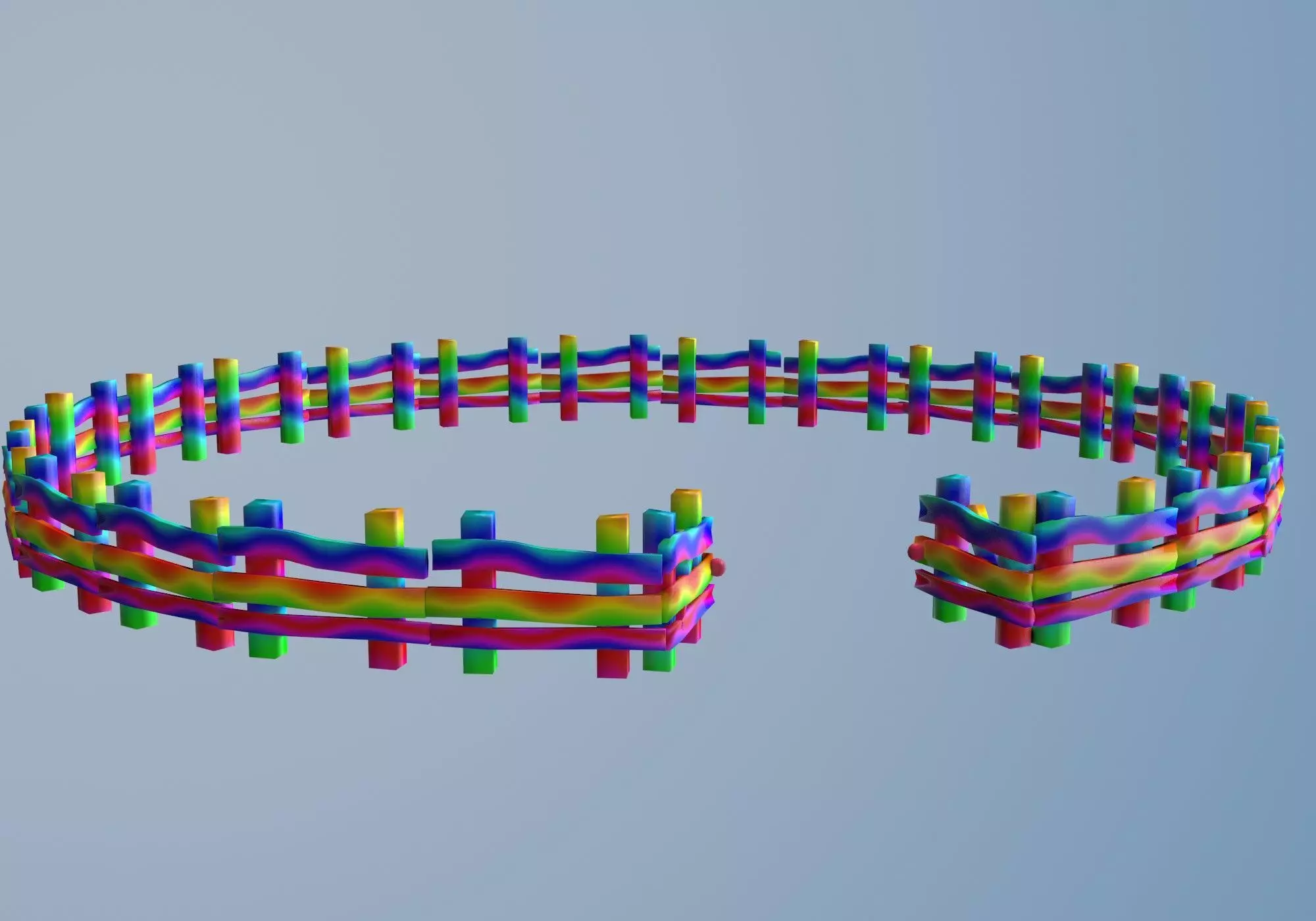 colorful round fence Low-poly 3D model_0