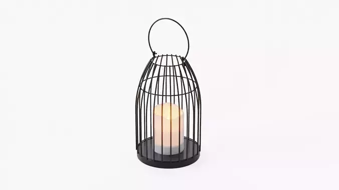 lantern03 caged lantern with candle inside 3D model