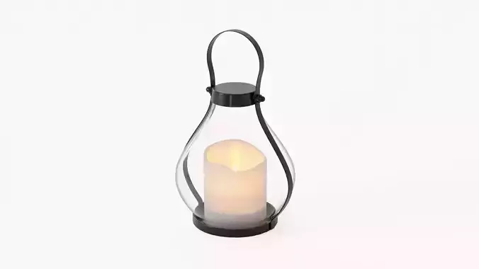lantern05 glass lantern with candle inside 3D model