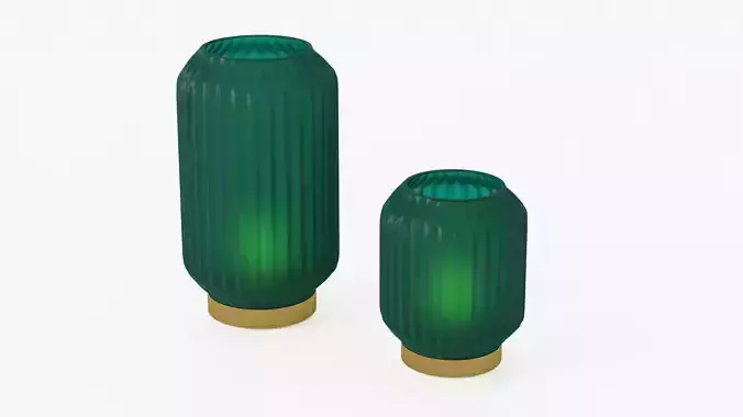 lantern08 emerald glass vases 3D model