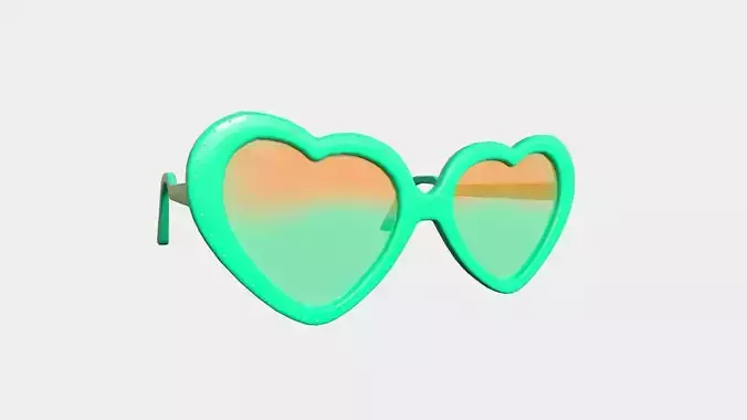 Sunglass Heart C09 Green - Character Design Fashion Low-poly 3D model