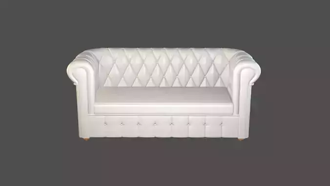 Chesterfield leather sofa white 3D model