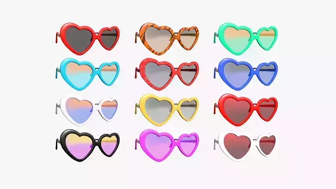 12 Sunglasses Heart C Collection - Character Design Fashion 