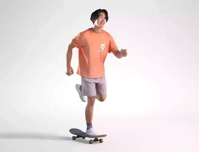 Man Casual Skating Street Low poly Chris 2311