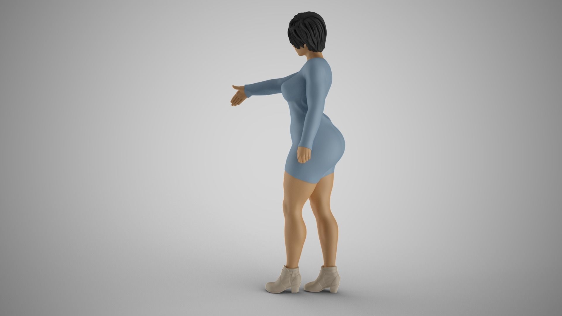 Woman Extend Handshake 3D print model_10