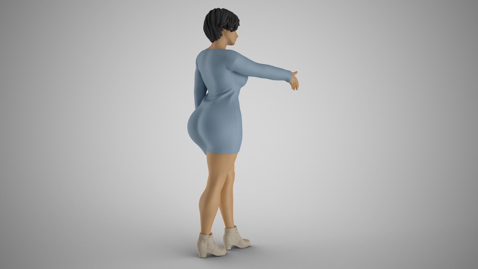 Woman Extend Handshake 3D print model_7