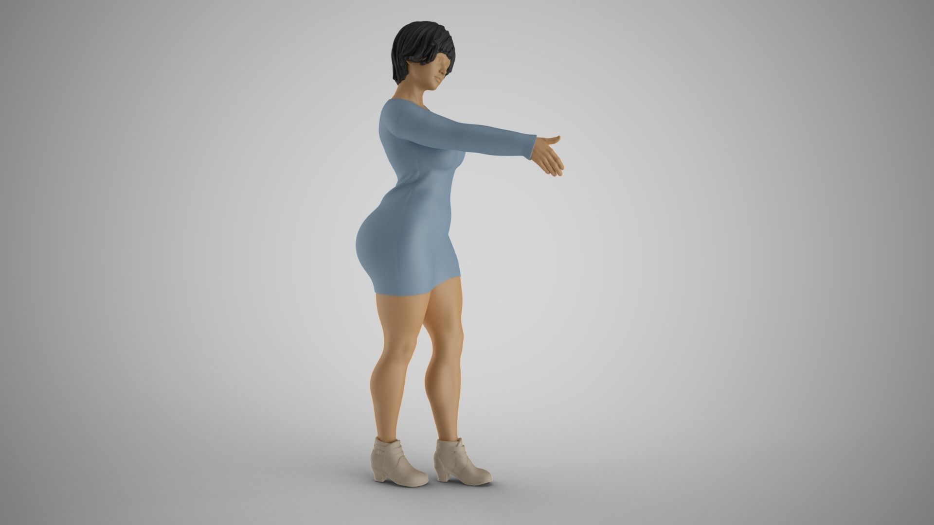 Woman Extend Handshake 3D print model_6