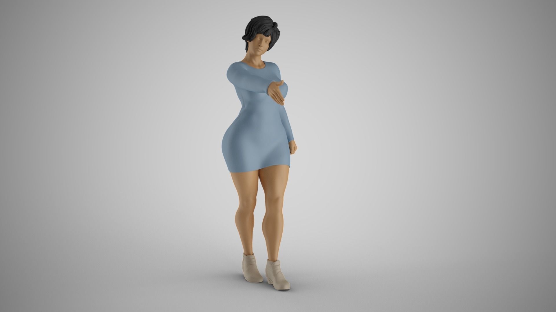 Woman Extend Handshake 3D print model_5