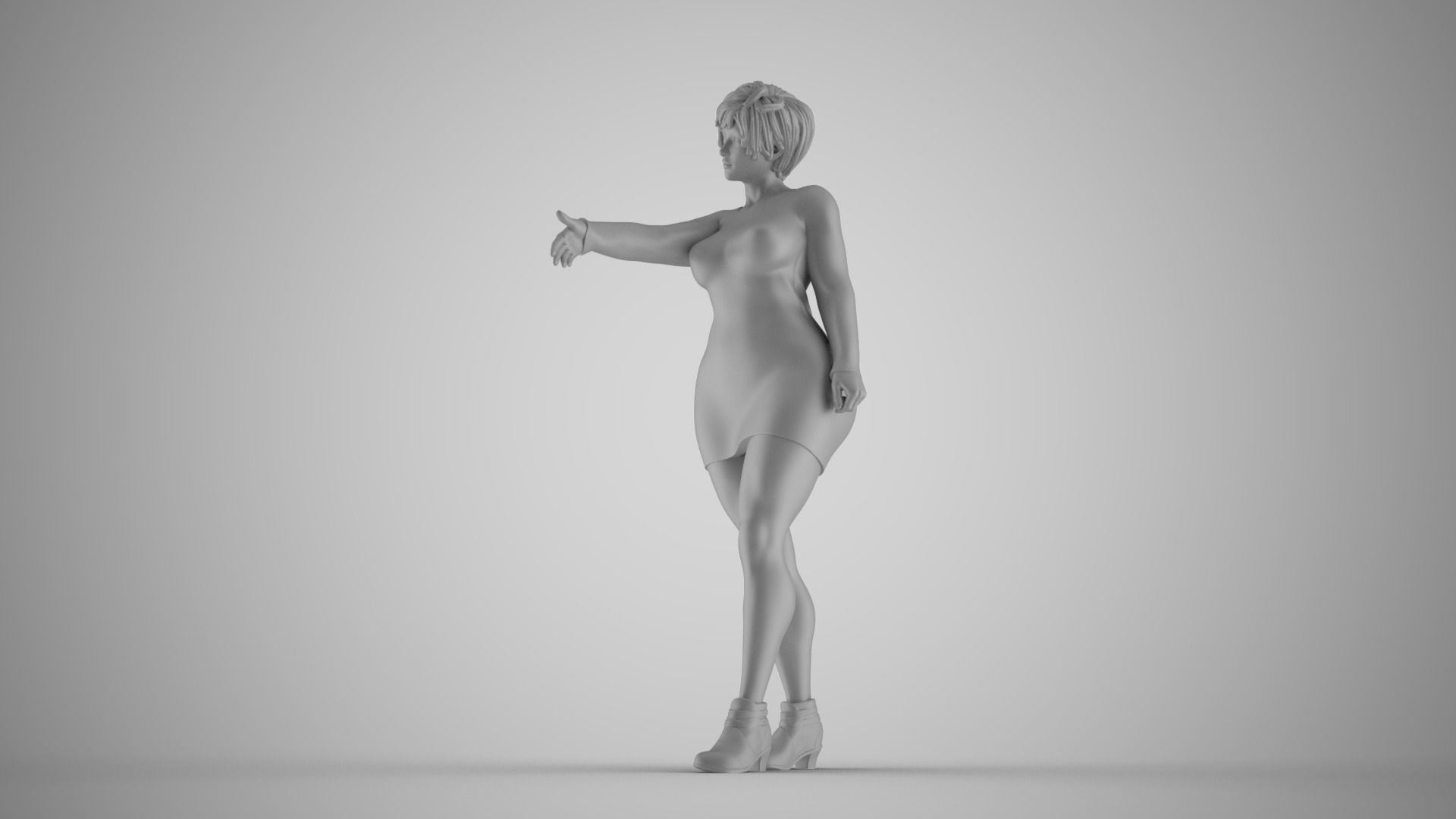 Woman Extend Handshake 3D print model_11