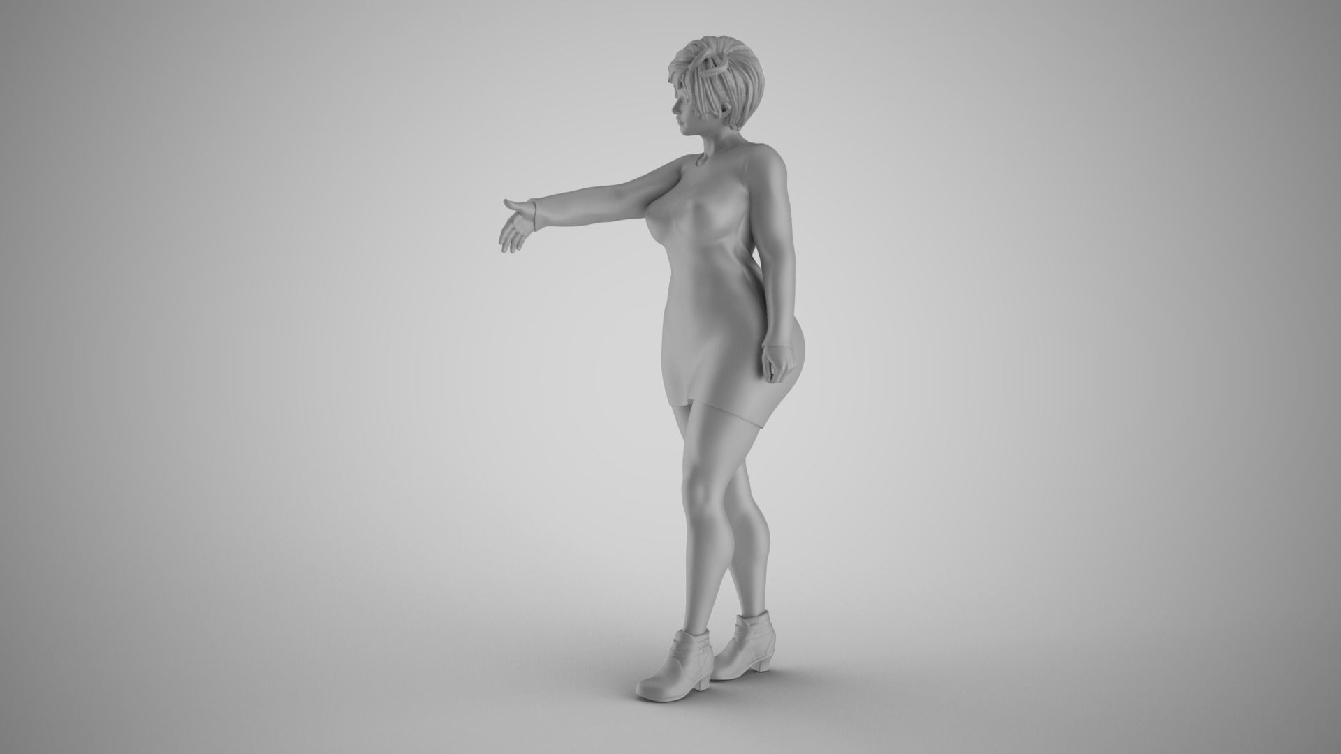Woman Extend Handshake 3D print model_2