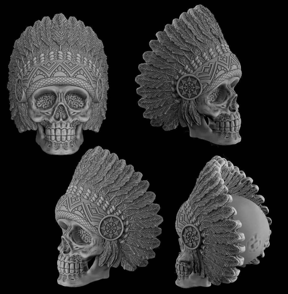 Head indian skull 3d model for 3d printing 3D print model 3D print model_0