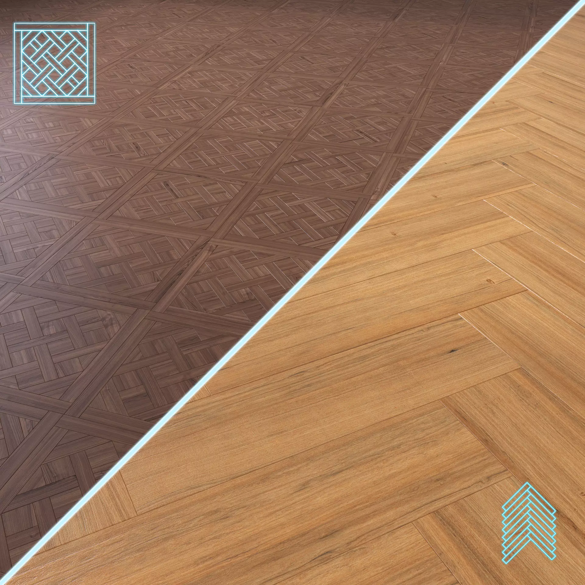 Parquet - Laminate - Wooden floor 2 in 1 Low-poly 3D model_0
