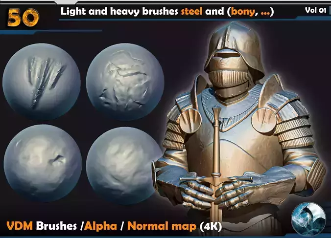 50 Metal Brushes pack-steel- bony-Vol 01