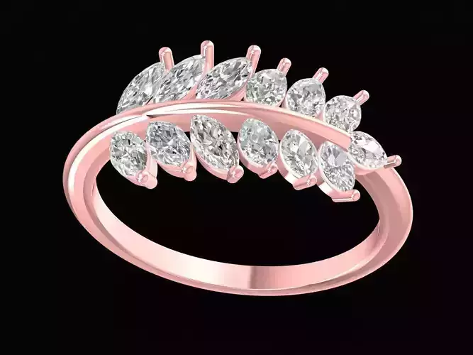 beautiful diamond leaf ring 3238 new design 3D print model