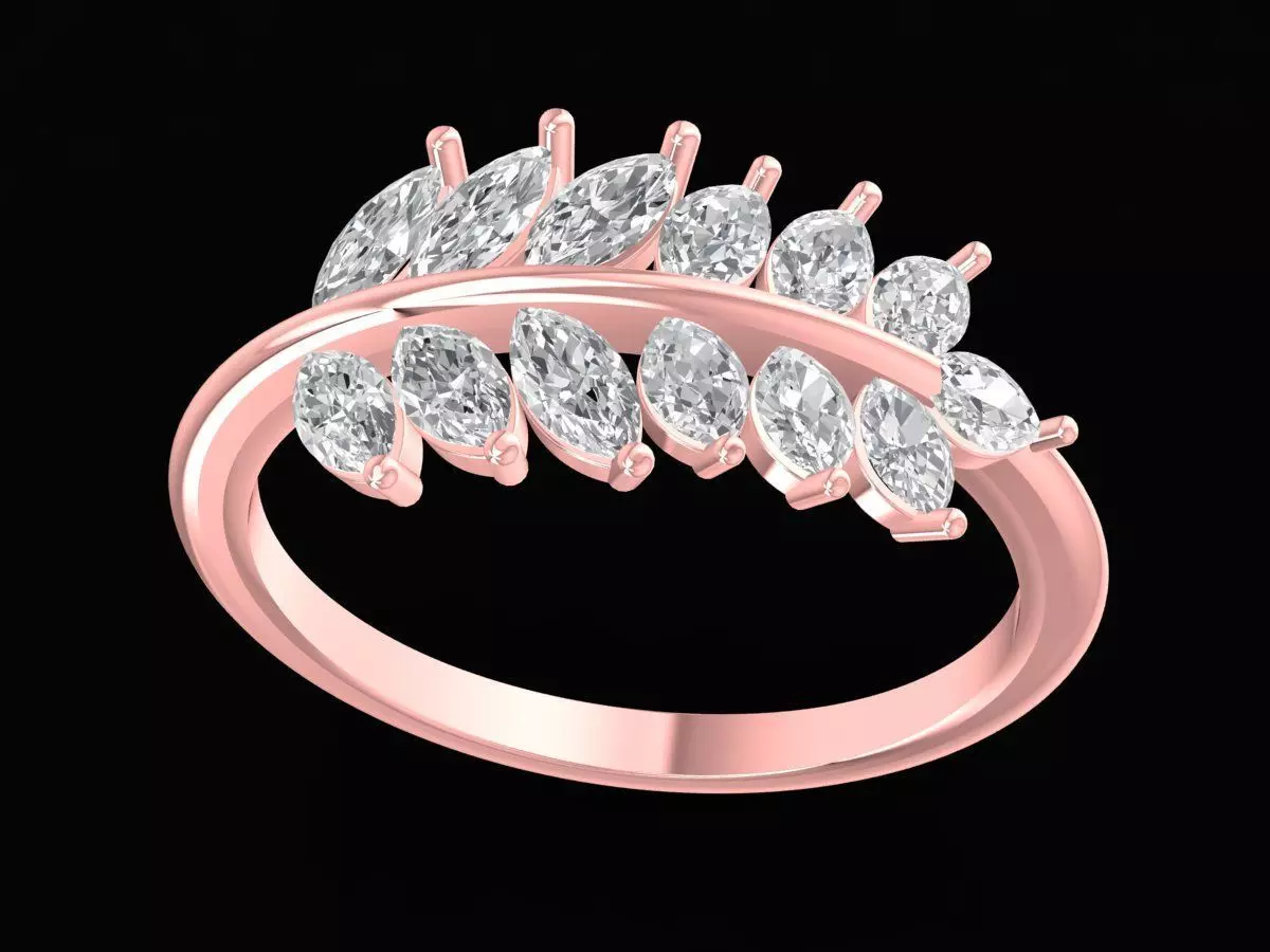 Luxury Marquise Leaf Diamond Ring Jewelry Design 3238 3D print model
