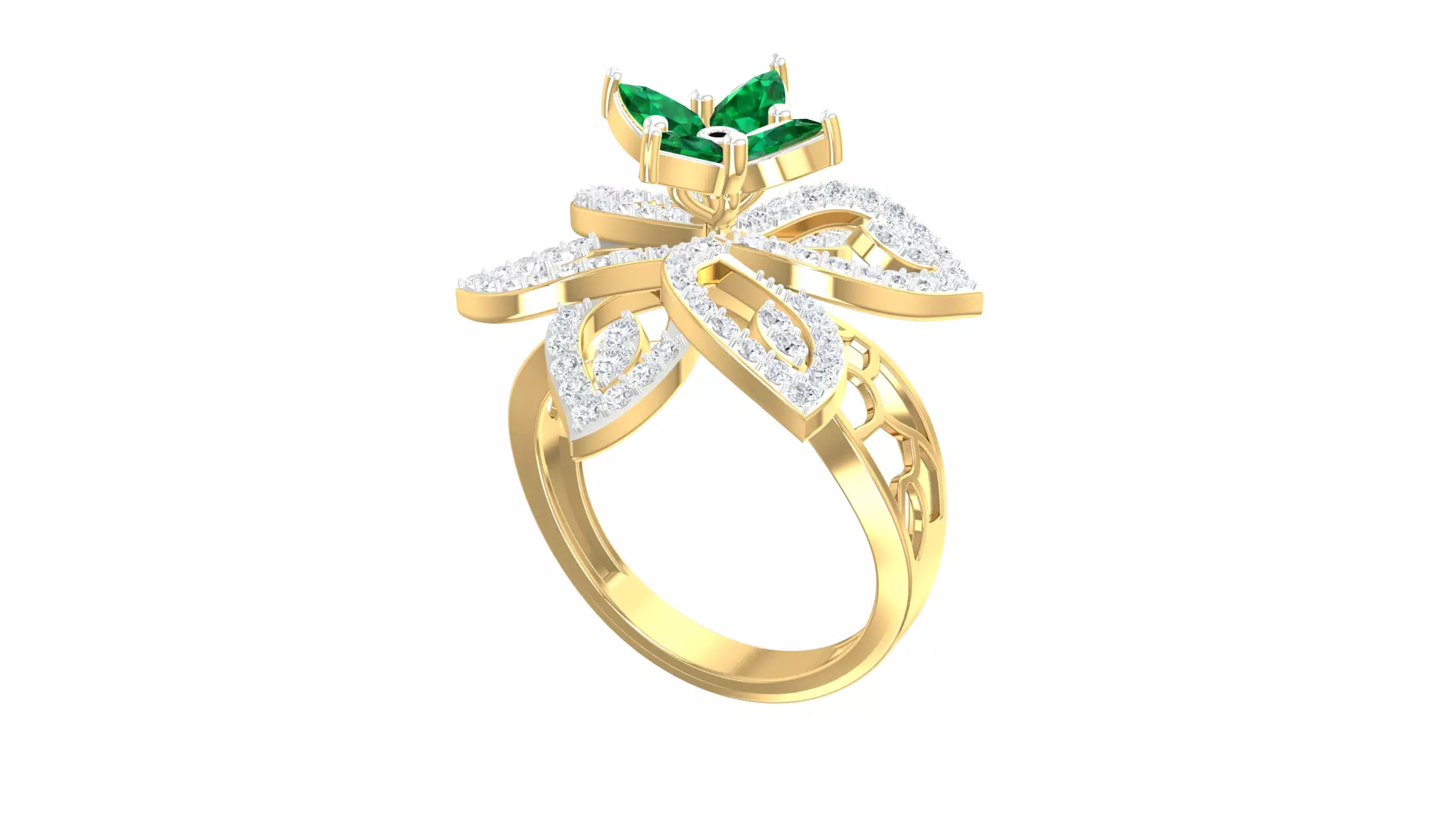 Diamond Pear Diamond Cocktail ring 3dm stl renders details  3D print model_0