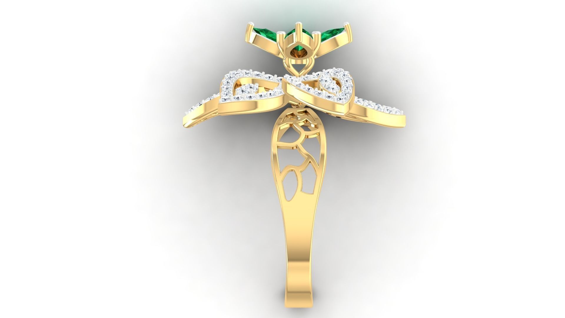 Diamond Pear Diamond Cocktail ring 3dm stl renders details  3D print model_3