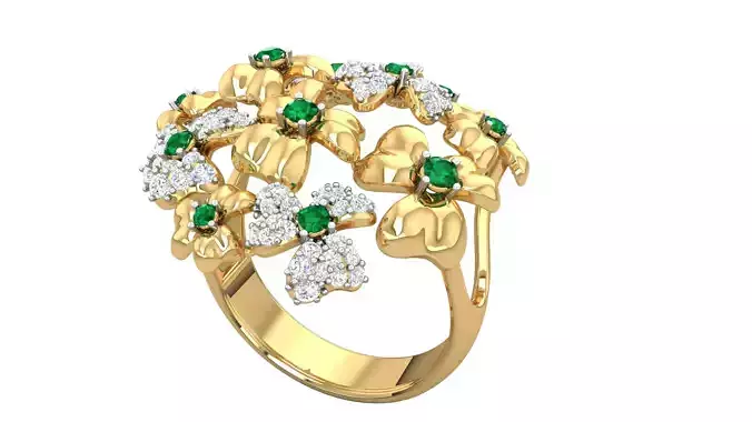 Pear Diamond High Jewelry Cocktail Ring 3dm stl renders details