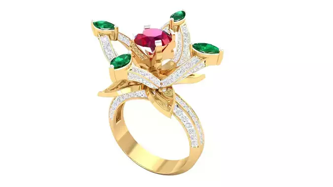 Rim Cocktail Marquise Diamond Ring 3dm stl renders details 3D print model