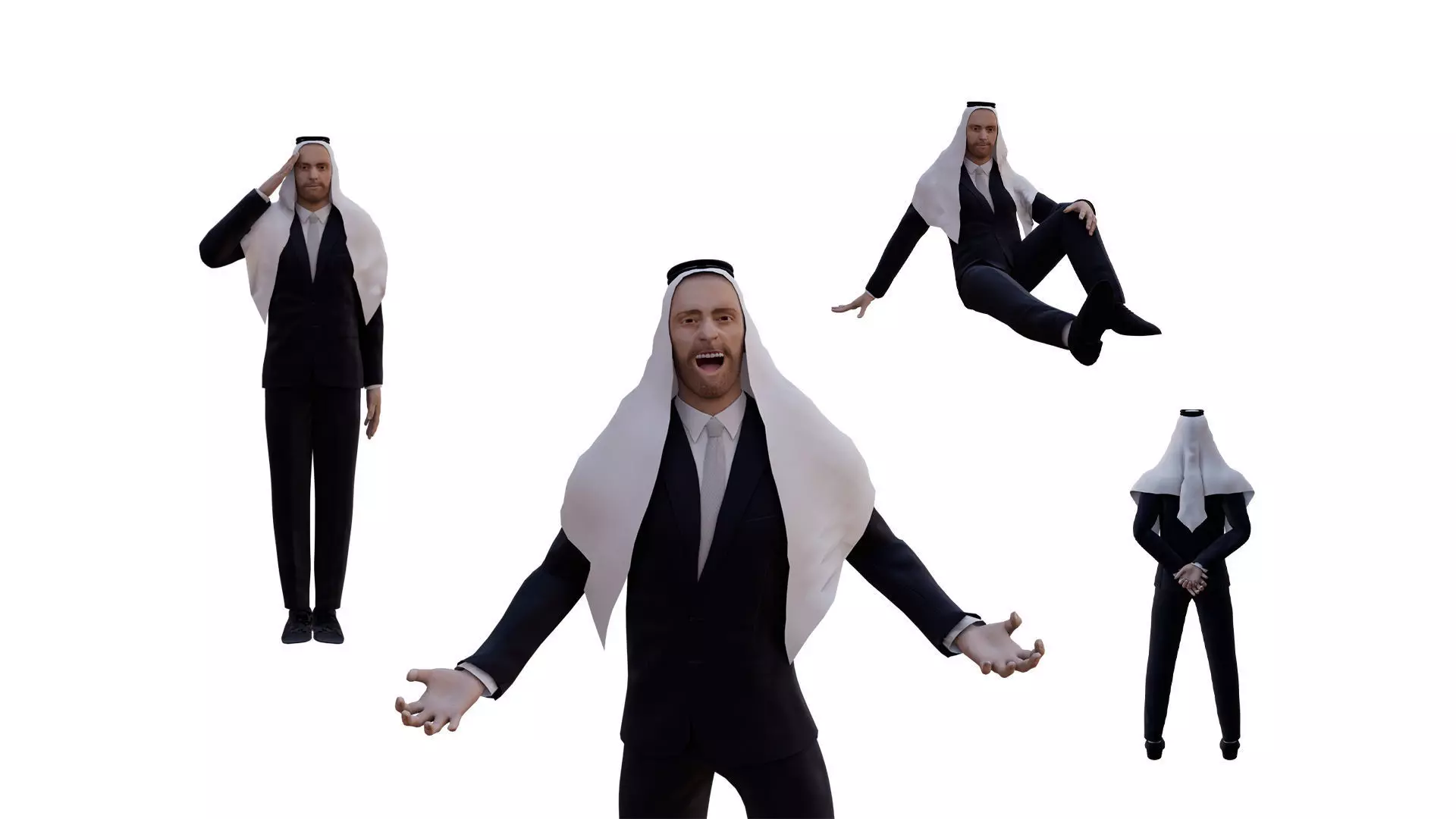 Arab man in a suit Low-poly 3D model