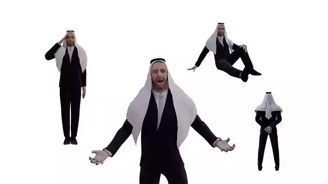 Arab man in a suit Low-poly 3D model