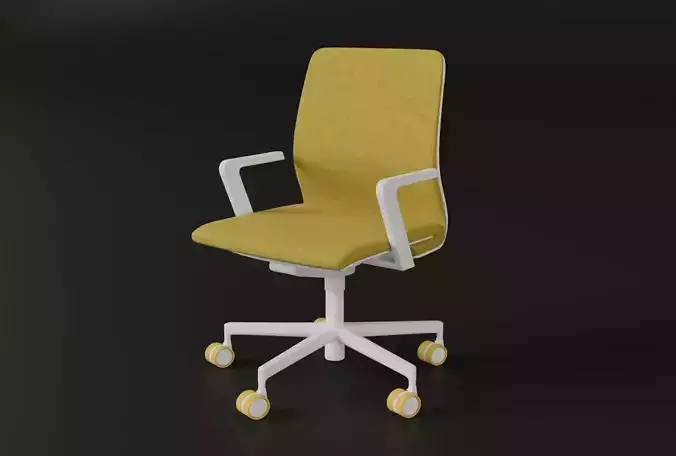 Modern office chair in white and yellow color 3D model