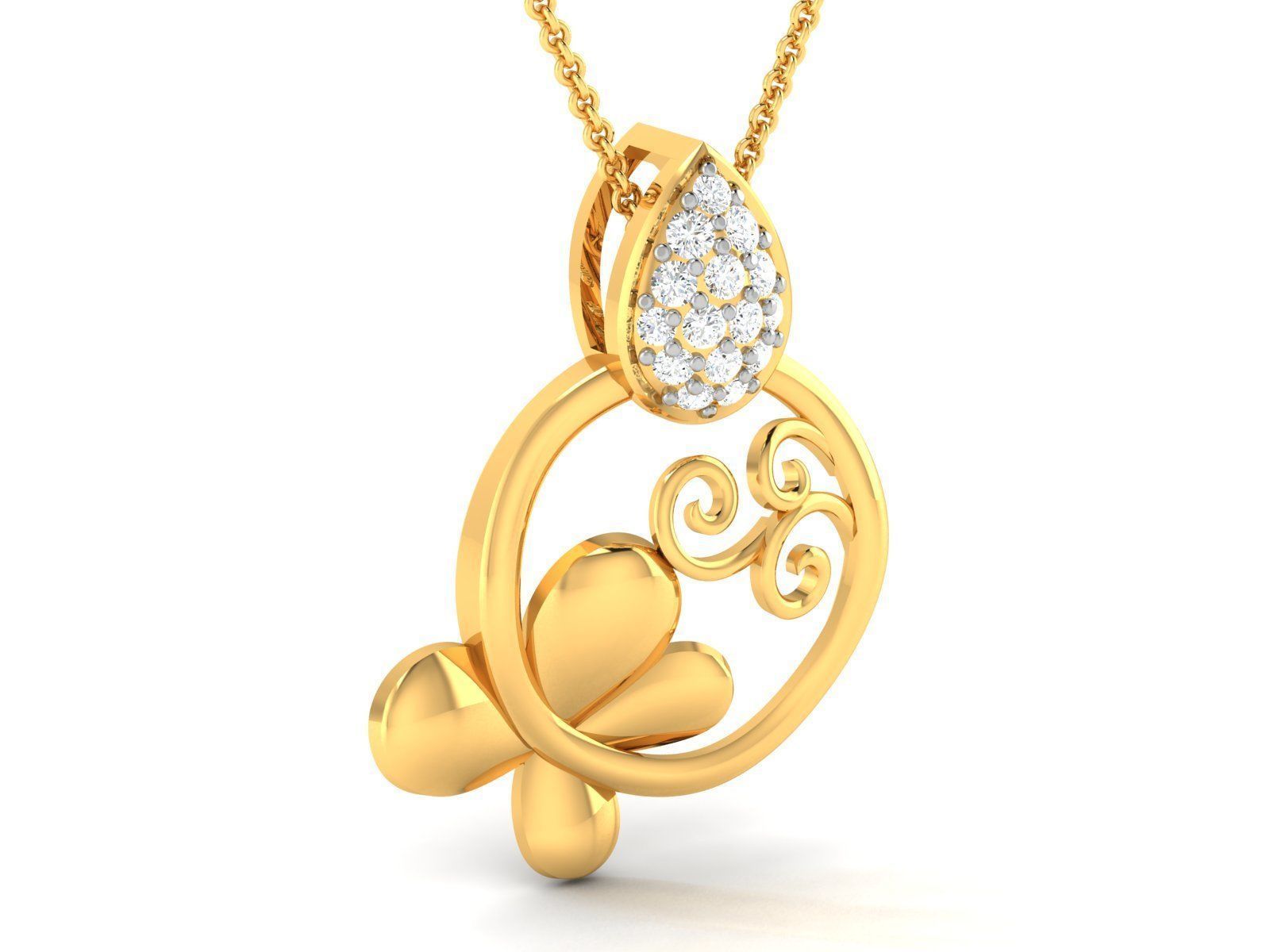solitaire wedding engagement women pendant 3D print model_2