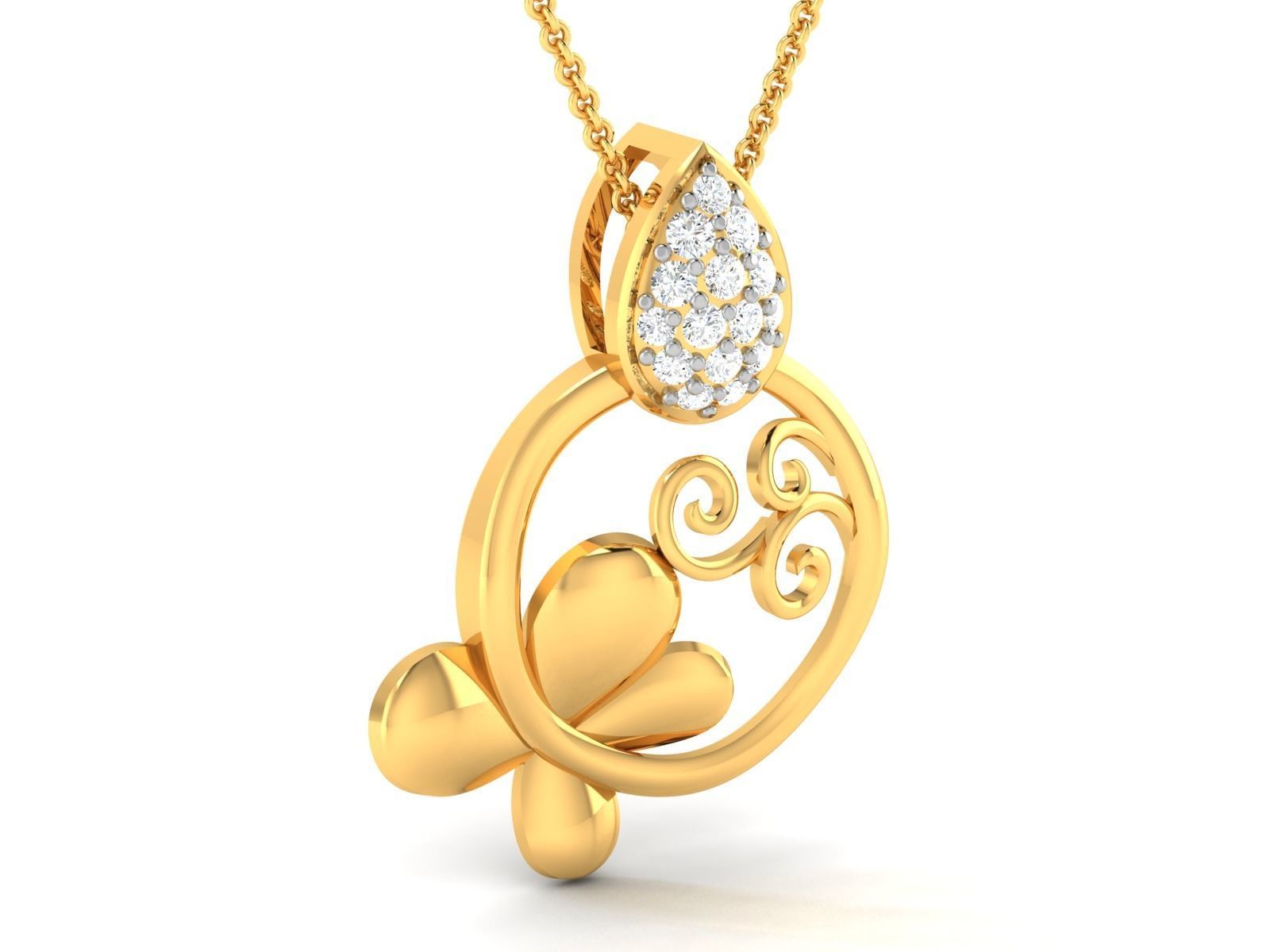 solitaire wedding engagement women pendant 3D print model_3