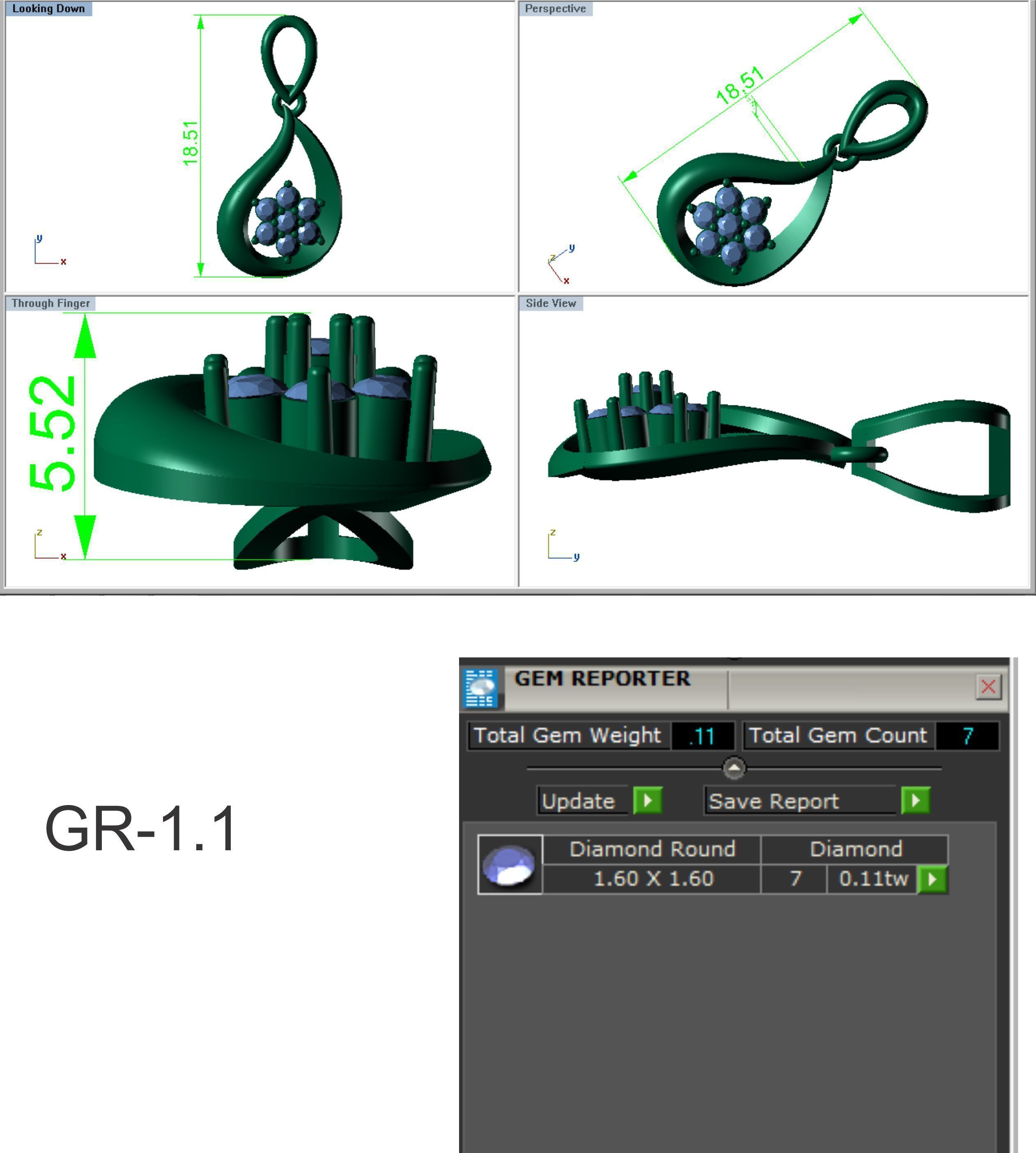 diamond pendant for women 3D print model_6