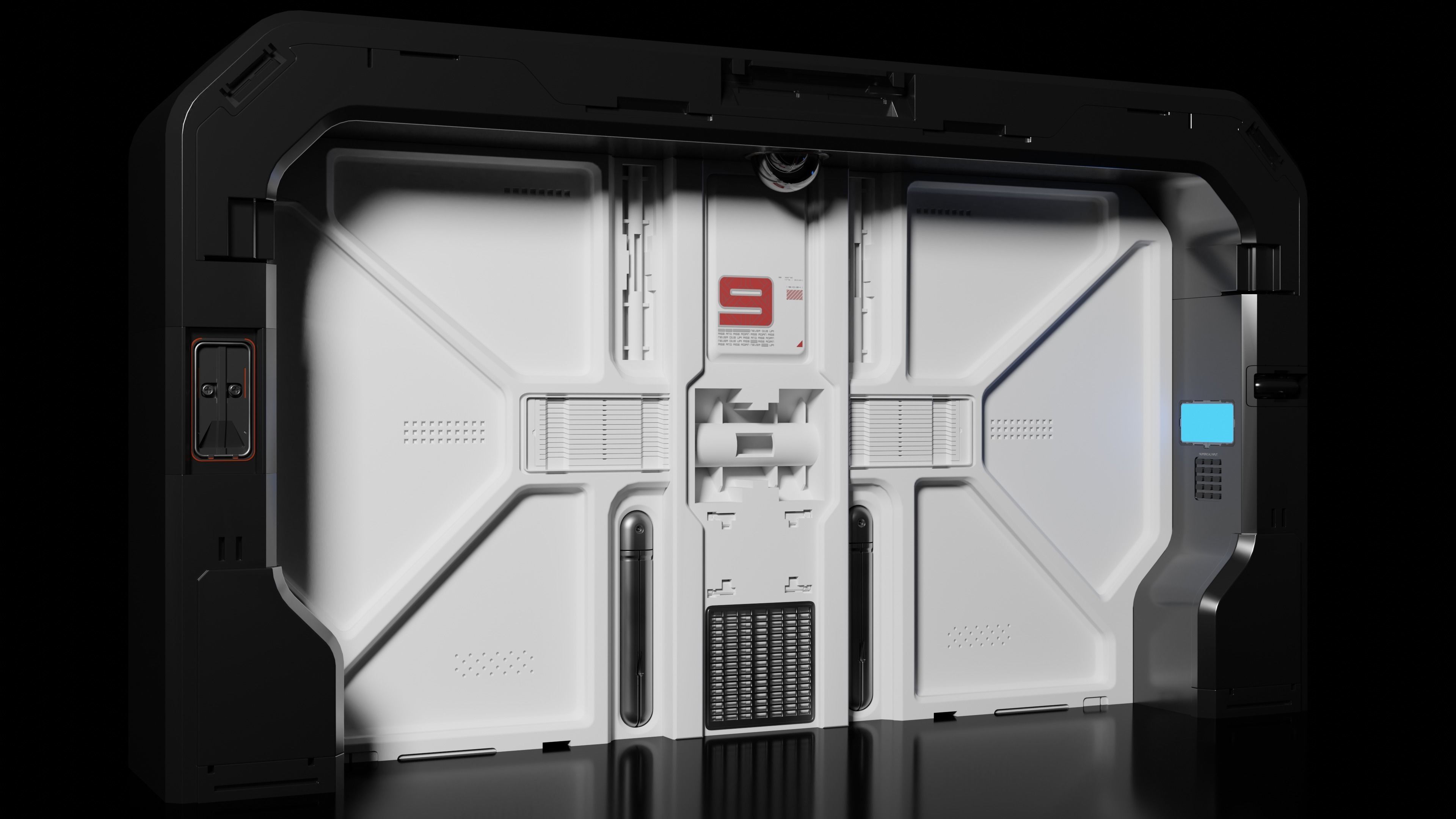 10 SCI-FI DOOR GAME ASSETS POLY OPTIMALI 3D model_5