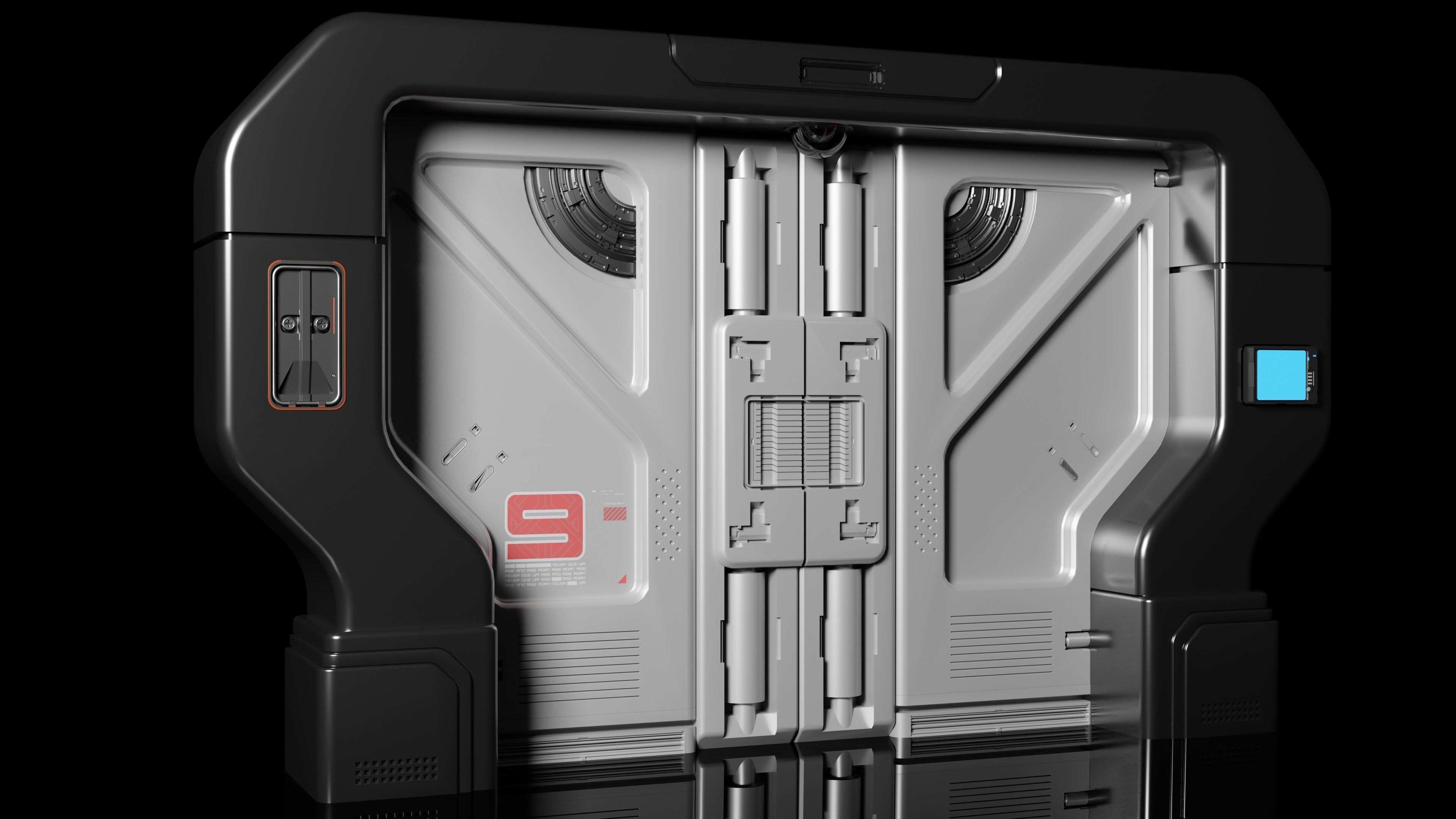 10 SCI-FI DOOR GAME ASSETS POLY OPTIMALI 3D model_4