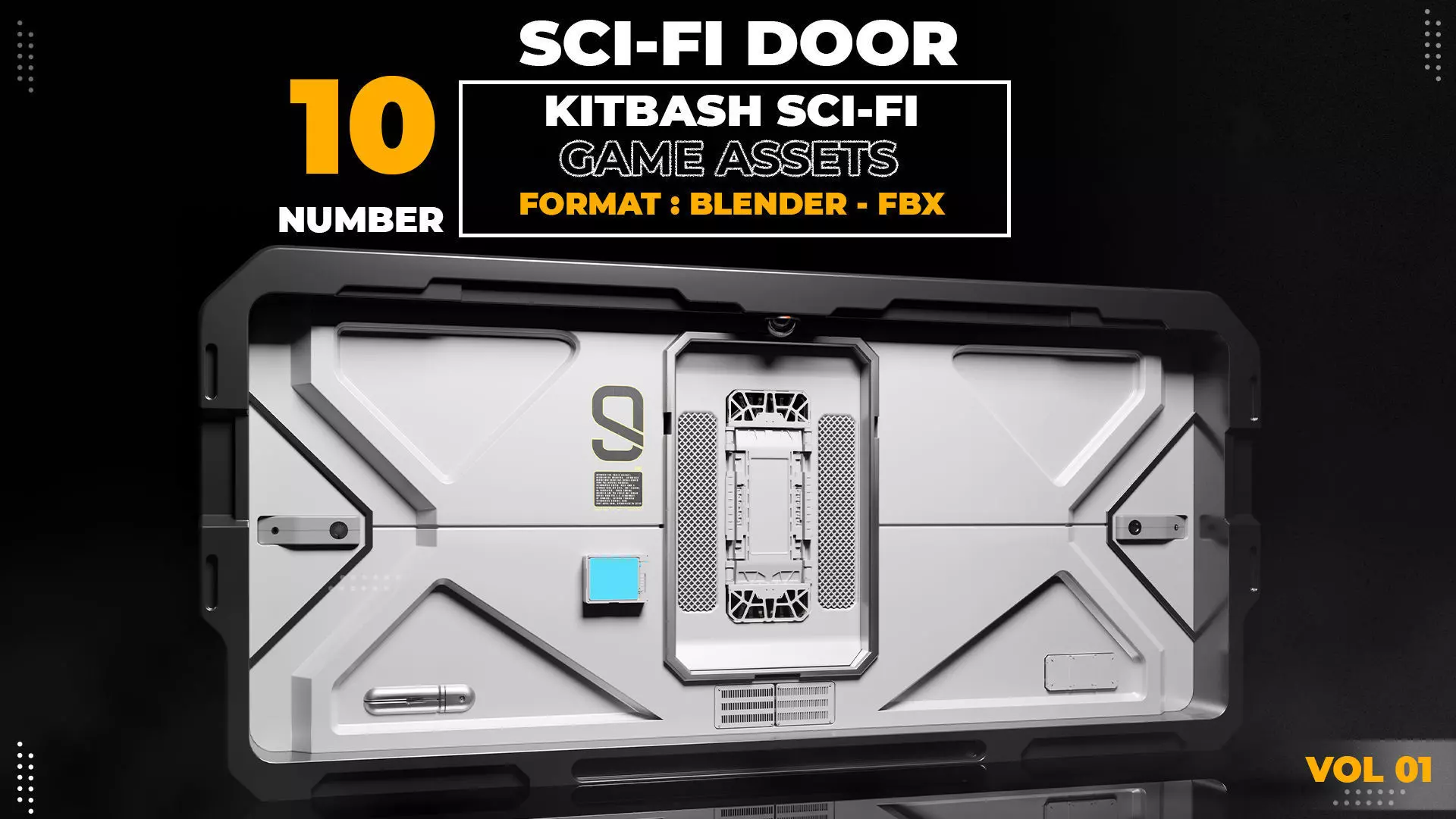 10 SCI-FI DOOR GAME ASSETS POLY OPTIMALI 3D model_0