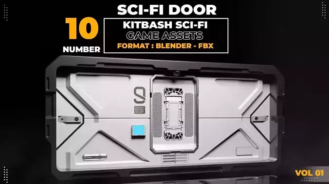 10 SCI-FI DOOR GAME ASSETS POLY OPTIMALI 3D model