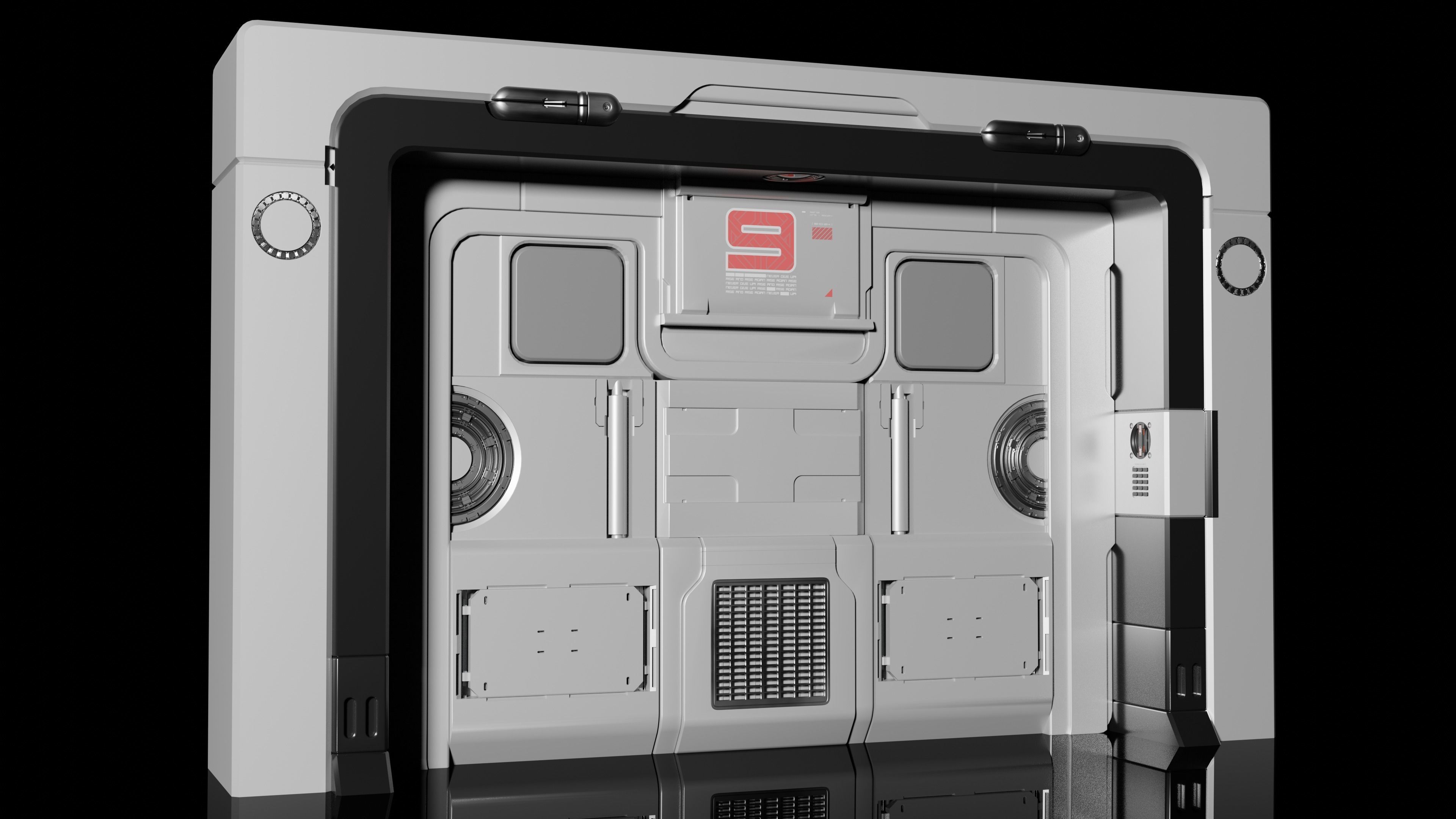 10 SCI-FI DOOR GAME ASSETS POLY OPTIMALI 3D model_3