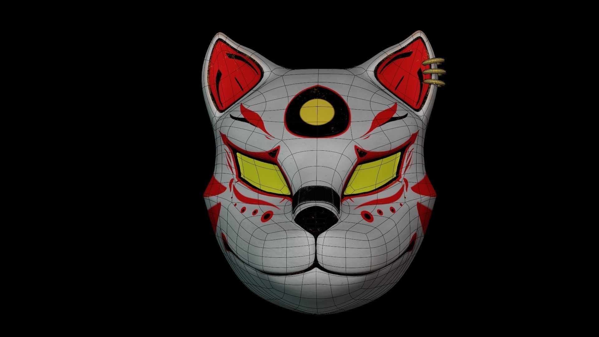 Kitsune Mask 3D model_2