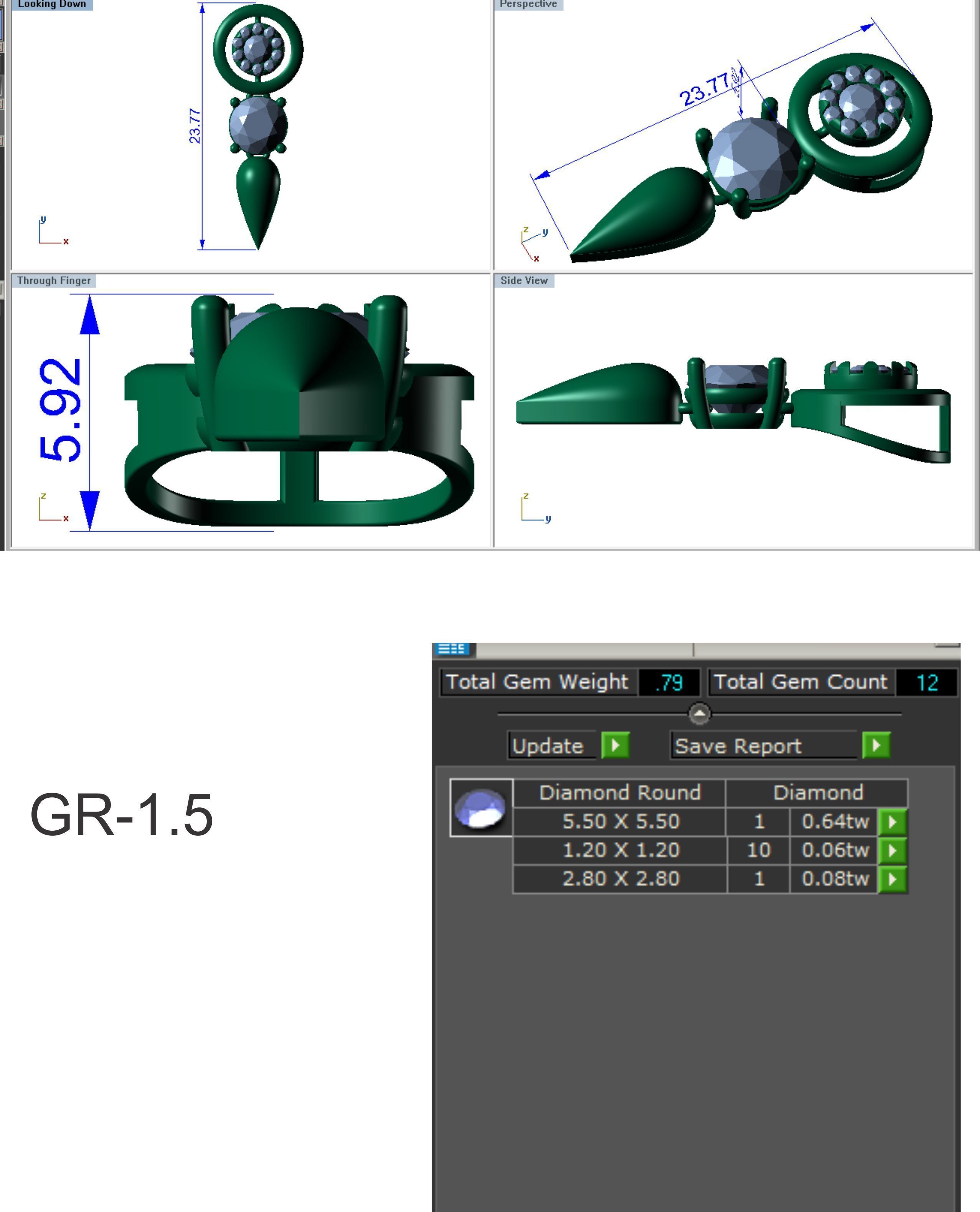 diamond pendant for women 3D print model_6