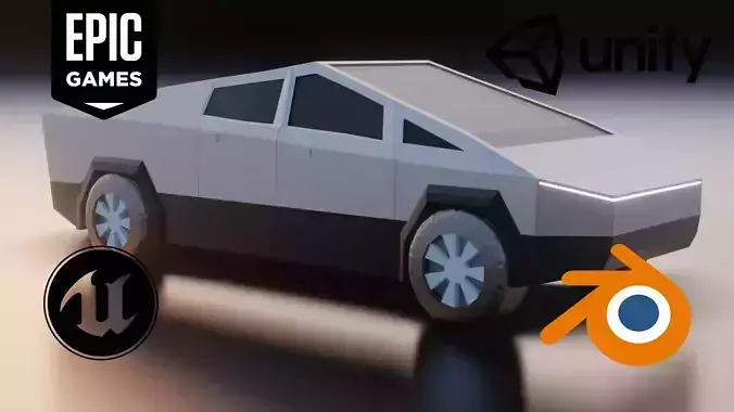 Cybertruck low poly car Low-poly 3D model