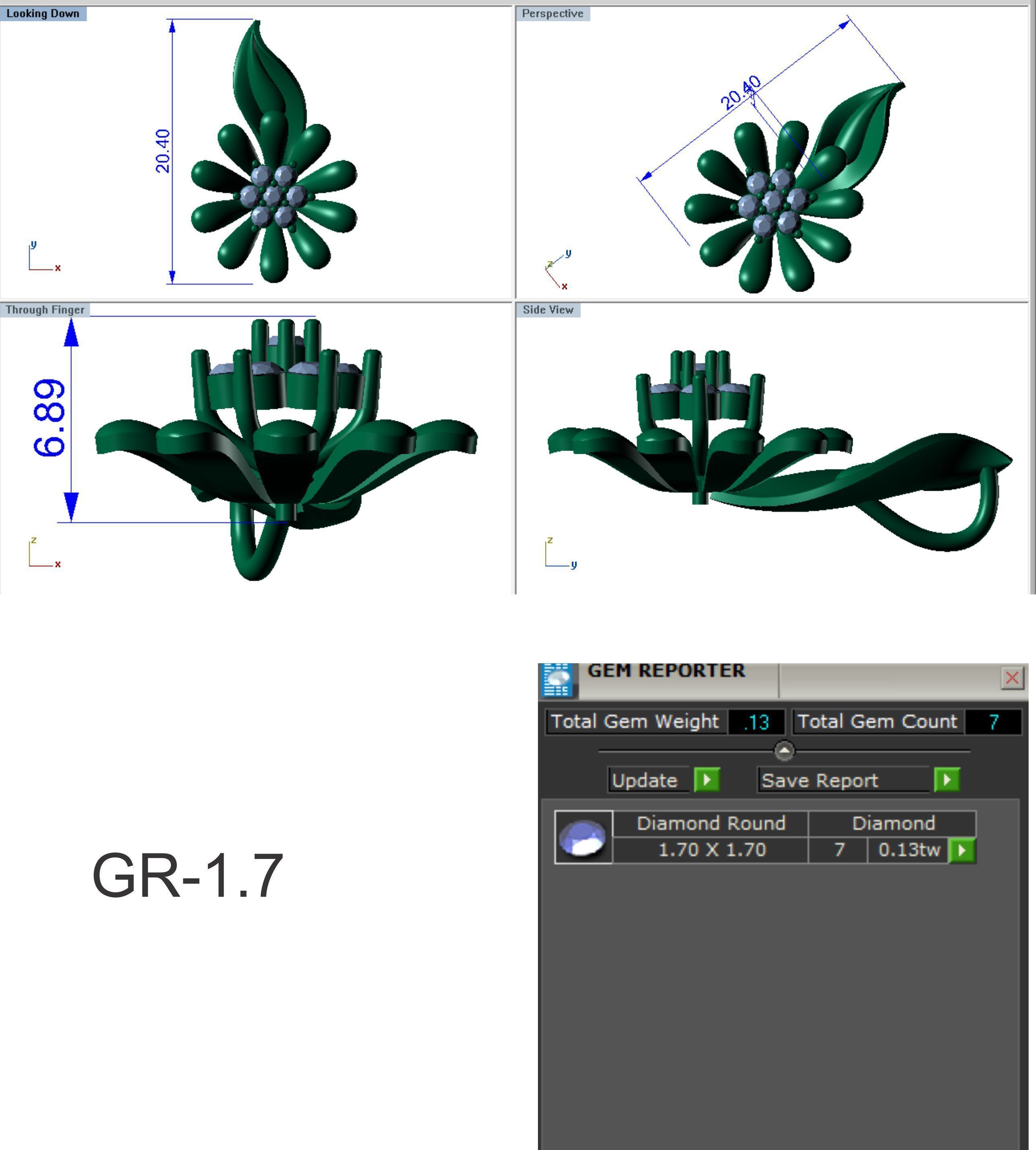 diamond flower pendant for women 3D print model_6